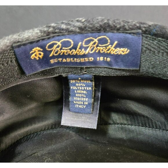 Brooks Brothers Wool Blend Patchwork Mens LG Newsboy Cap Hat Gray Made In Italy - Picture 7 of 10